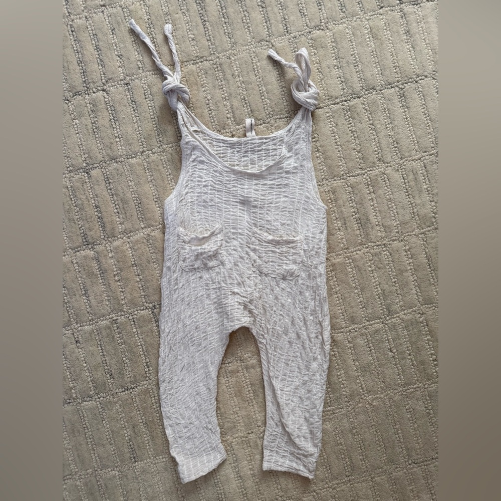Charming White Textured Kids Overalls